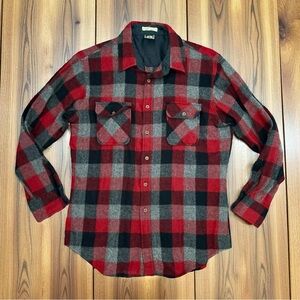 VTG 70s Campus American Action Gear Wool Buffalo Plaid Red Black Shirt Jacket L